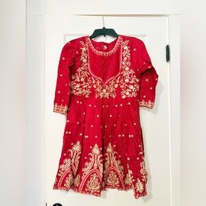 Red and Gold Embroidered kurti
